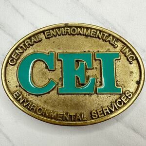 Vintage Dyna Buckle CEI Environmental Services Solid Brass Belt Buckle ✨